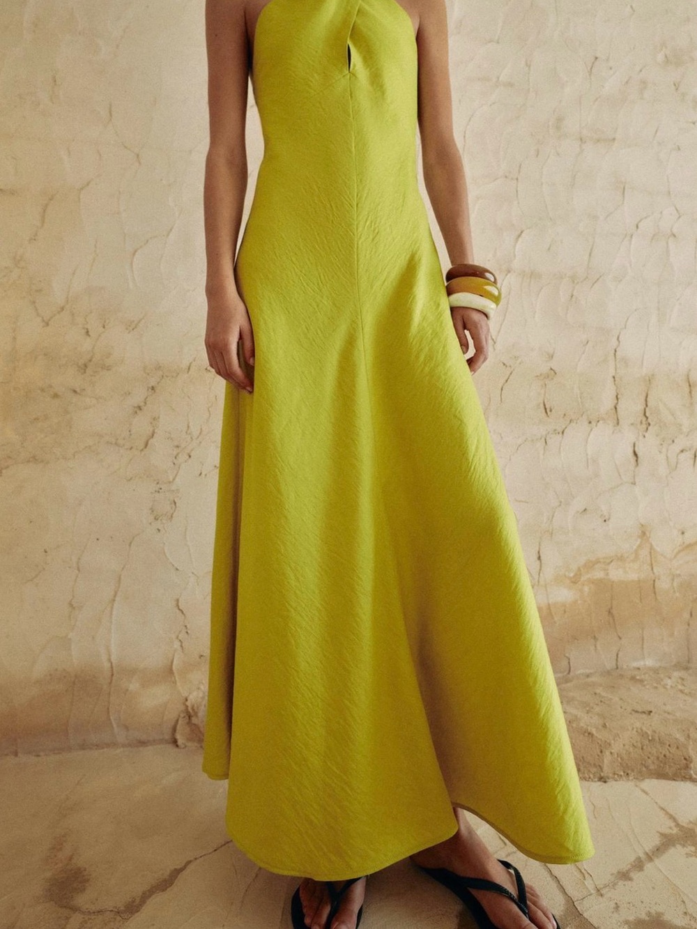 Zara Linen Wrap Halter Maxi Dress - Picture 3 of 8